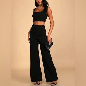 NWT Lulus Only Tonight Two Piece Wide Leg Top and Pants Set Size M